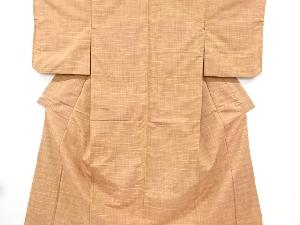 アンティーク　格子織り出し手織り紬着物